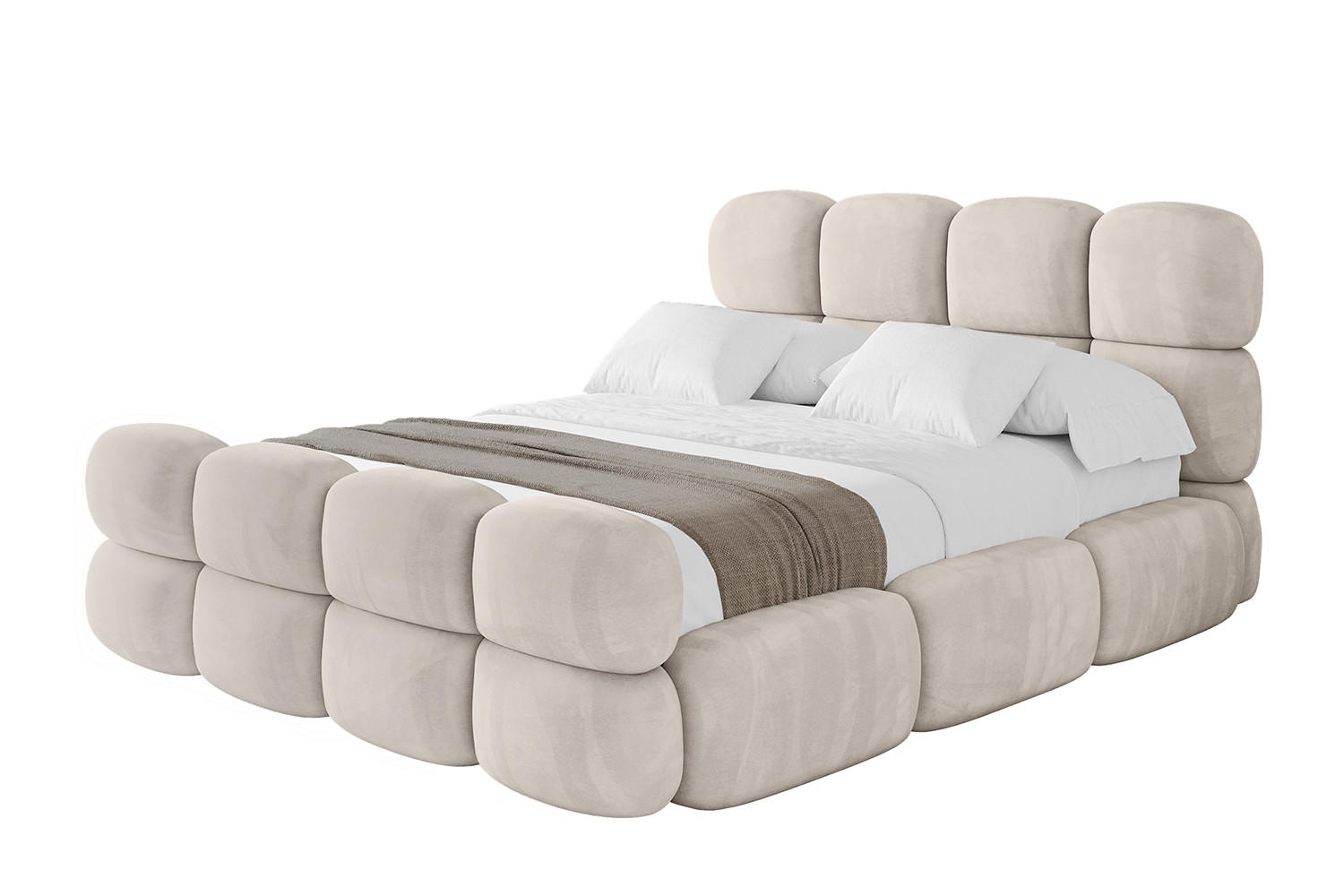 POLSTERBETT mit Bettkasten, Fußteil und Lattenrost, Boxbett ohne Matratze - NOMA-Z 140x200 Beige - Beige, Holzwerkstoff/Textil (140/200cm) - ALTDECOR