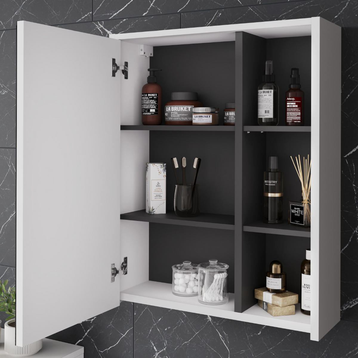 SESTAVA KOUPELNOVÉHO NÁBYTKU Viola Bílá/šedá - bílá/šedá, kompozitní dřevo (60/60/45.5cm) - Vicco