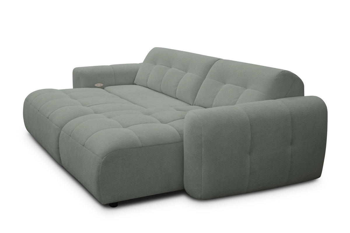 ECKSOFA LUMERO 4-Sitzer RECHTS, olive - Schwarz/Olivgrün, Holz/Textil (275/166cm) - Courtois Laville