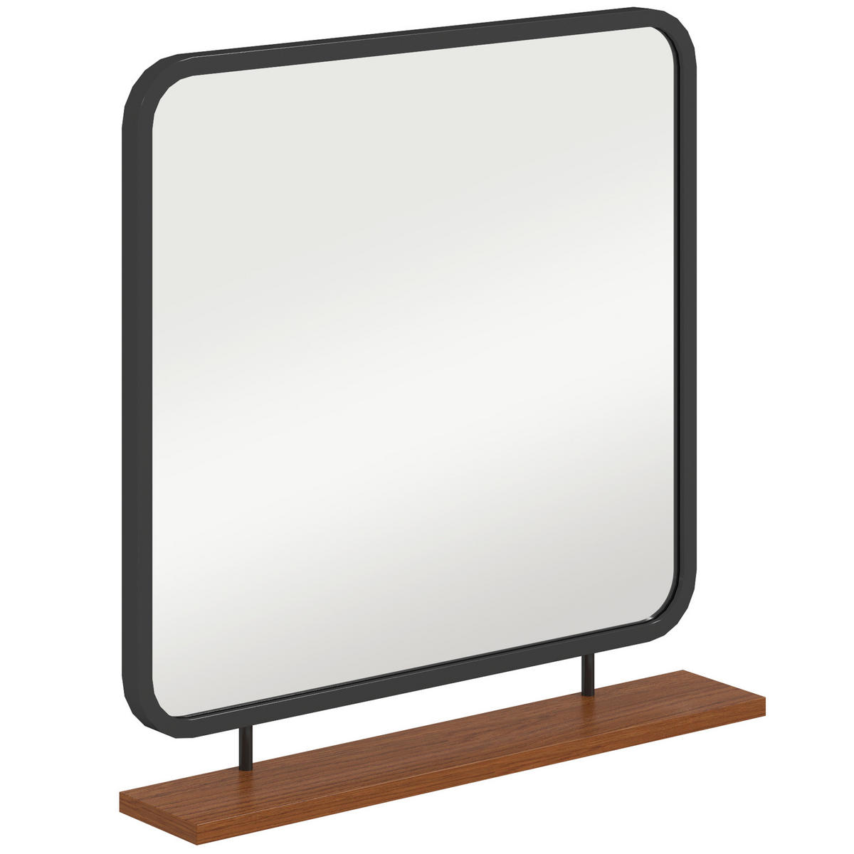 WANDSPIEGEL mit Ablage DE-08848 mit Paulownia-Holz Schwarz - Schwarz, Glas (55/55.5/10cm) - ComfortXL