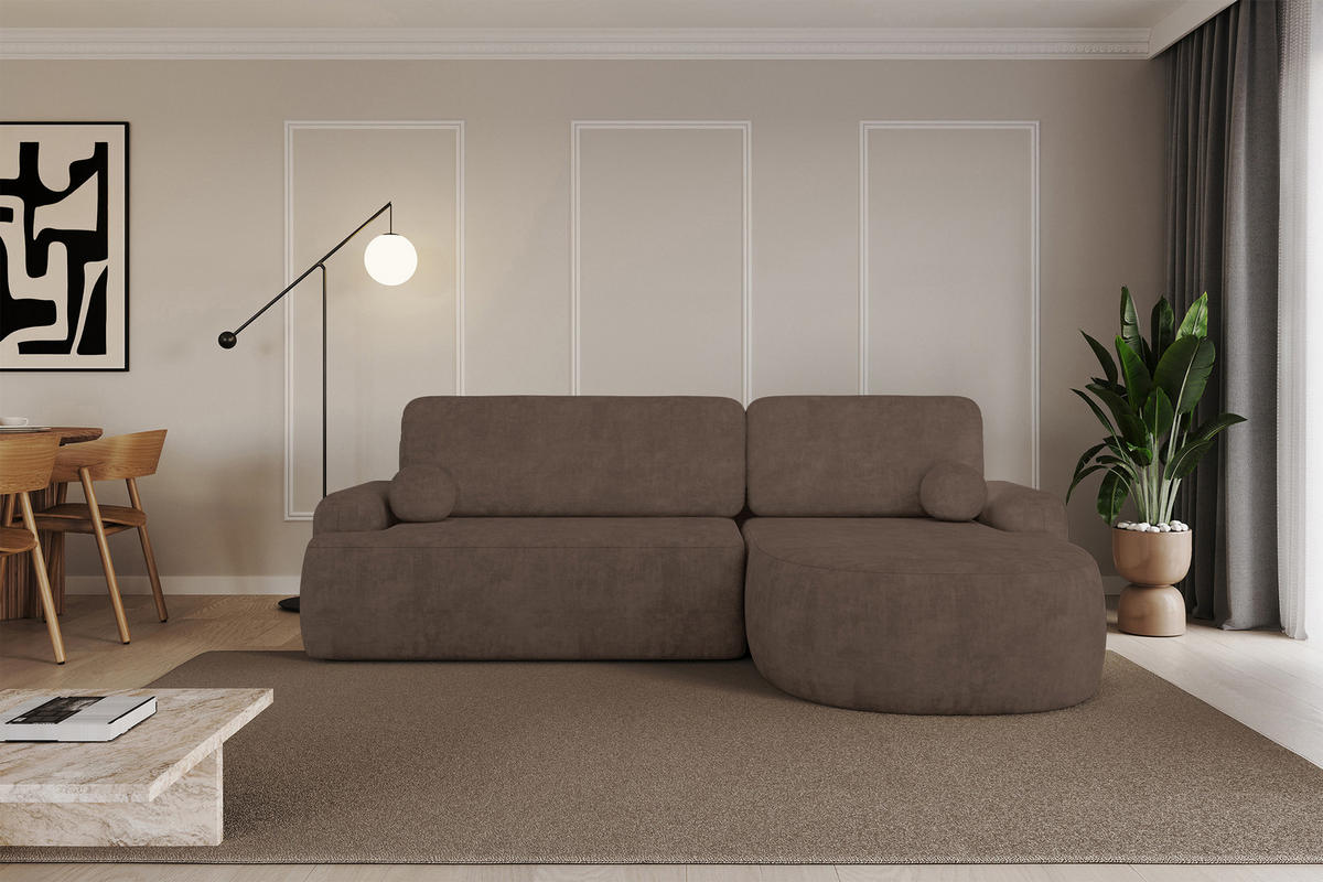 ECKSOFA mit Schlaffunktion und Bettkasten LIRA-L - 264x172x89 Braun - Braun, Holzwerkstoff/Textil (172/264cm) - ALTDECOR