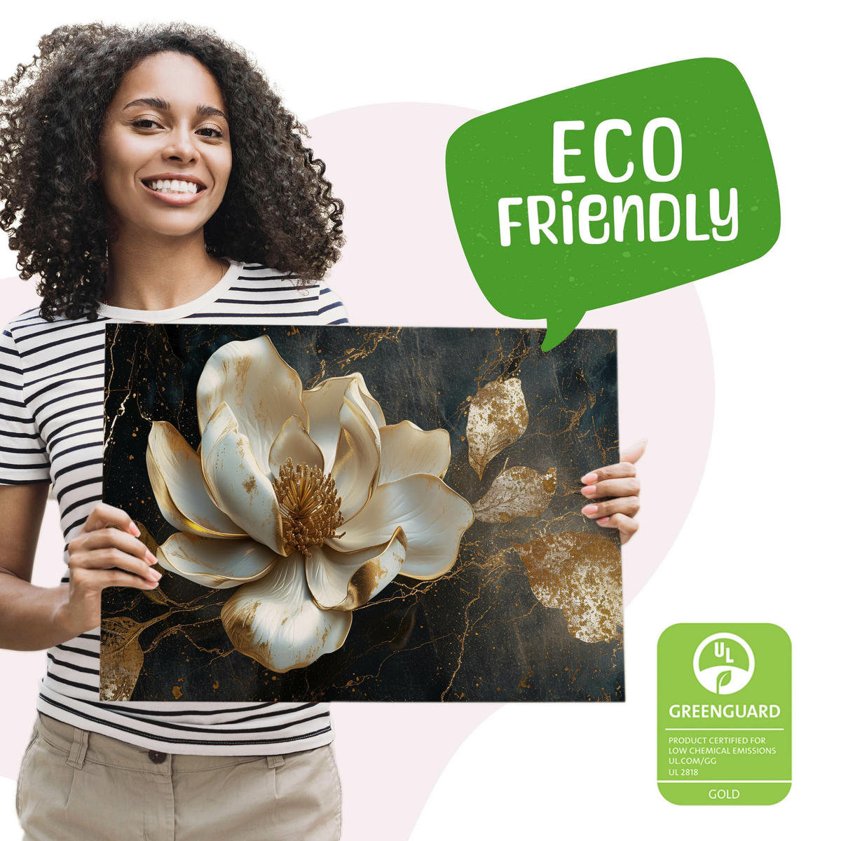 LEINWANDBILD Blume 3D Abstraktion Glamour 120/80 cm - Beige/Schwarz, Textil (120/80cm) - Muralo