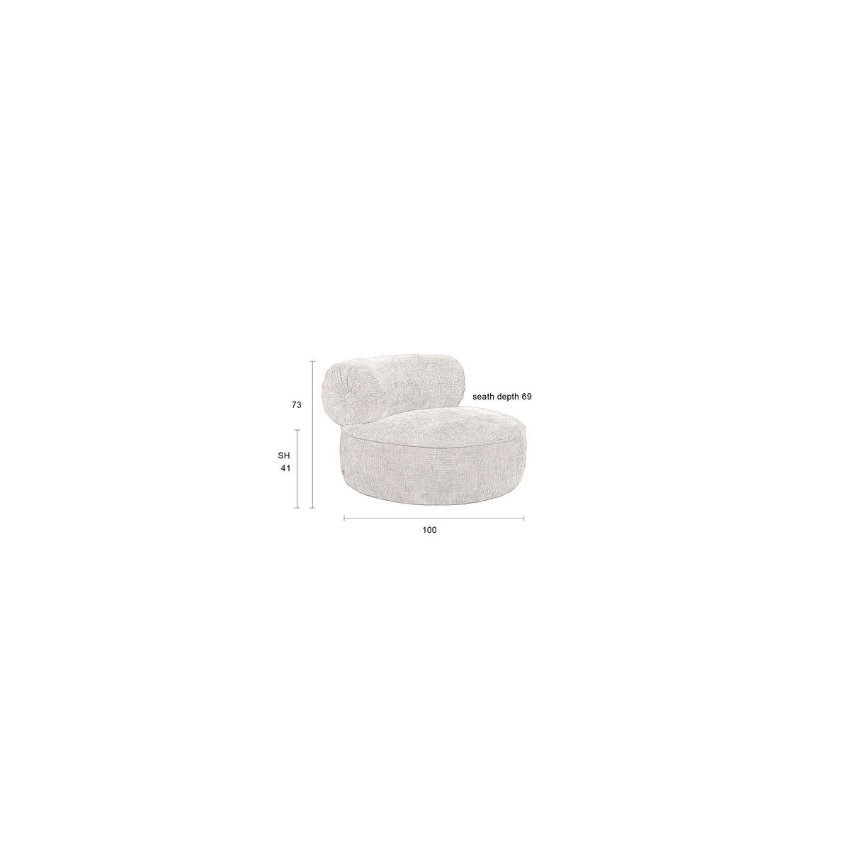 SESSEL Tilbury Orange - Orange, Textil (100/73/100cm) - Dutchbone