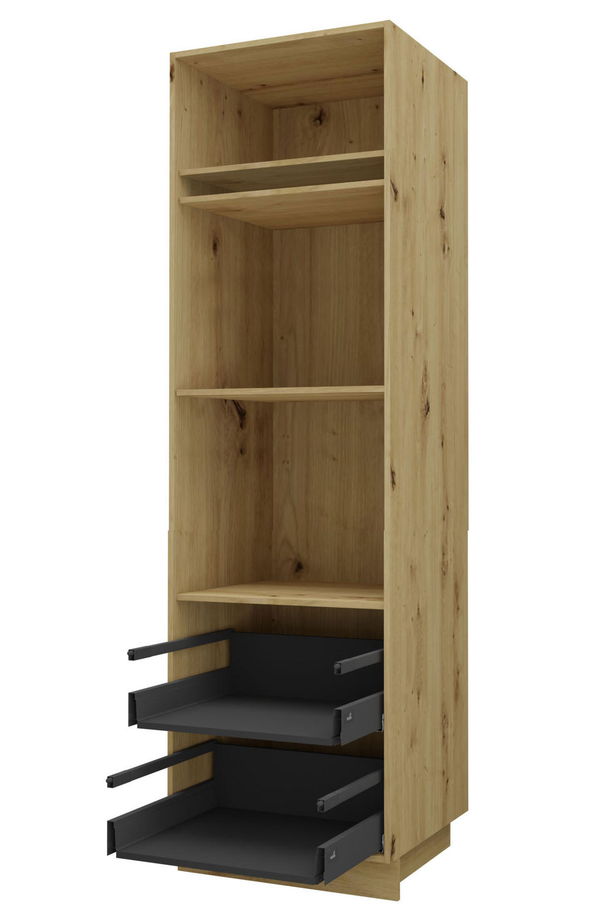 BACKOFENUMBAUSCHRANK Bari D14/RU/2 284 Eiche Artisan / RAL 4009 pastellviolett 60 / 59 / 207cm HETTICH Vollauszug - Violett/Eiche Artisan, Holz/Holzwerkstoff (60/207/59cm) - Feldmann-Wohnen