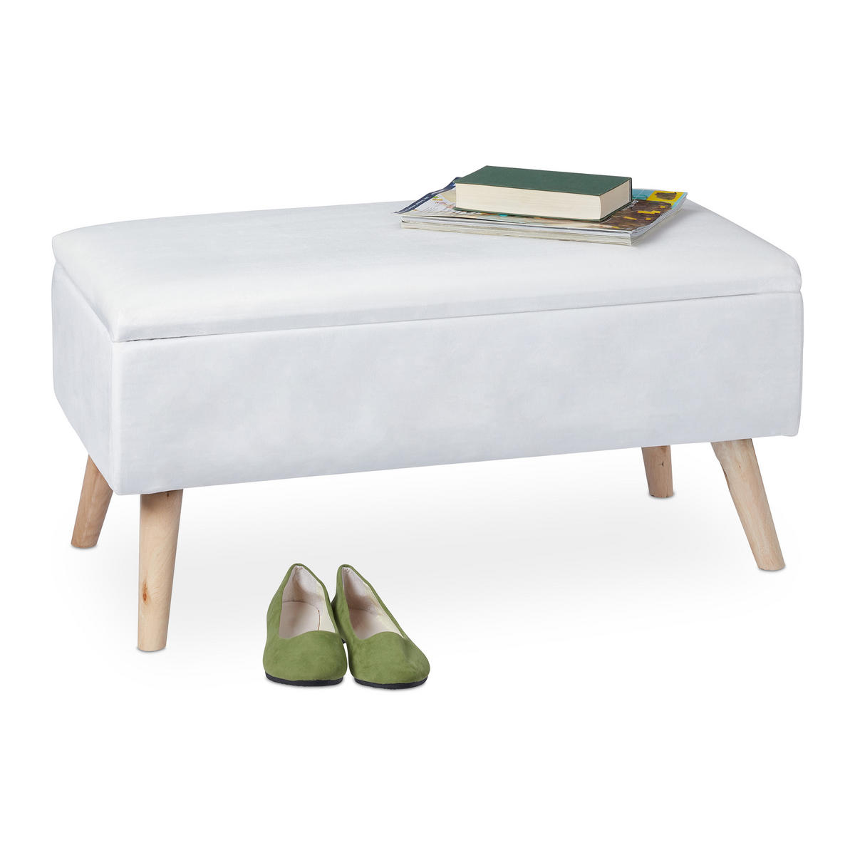 SITZBANK - Weiß, Holz/Holzwerkstoff (80/41/40cm) - Relaxdays