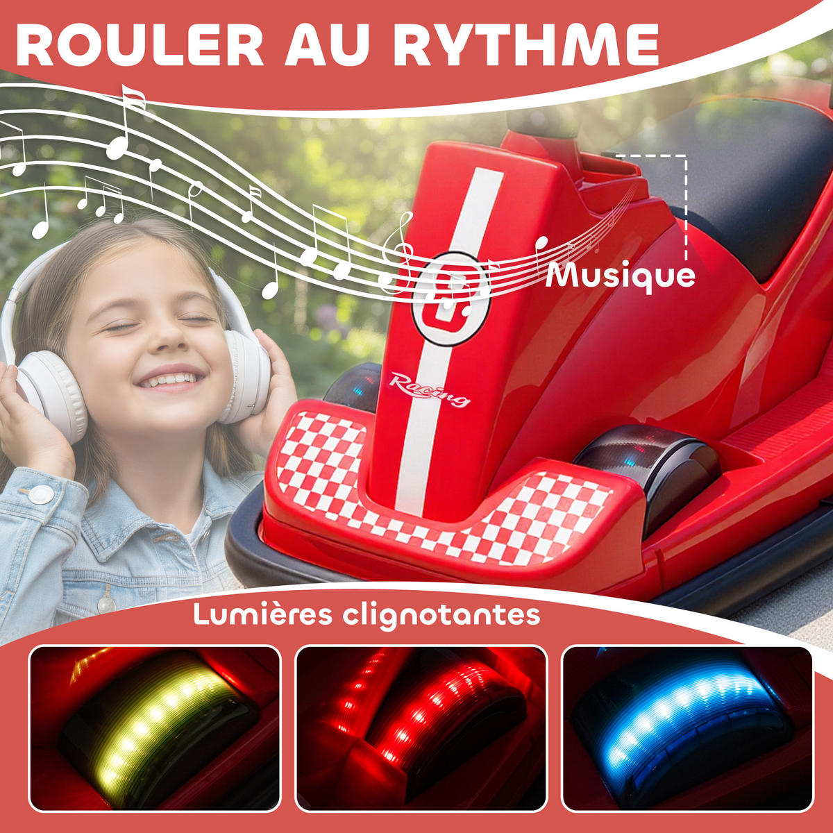 KINDER-AUTOSCOOTER DE-13162 360° Drehung Rot - Rot, Metall (74/53/48cm) - ComfortXL