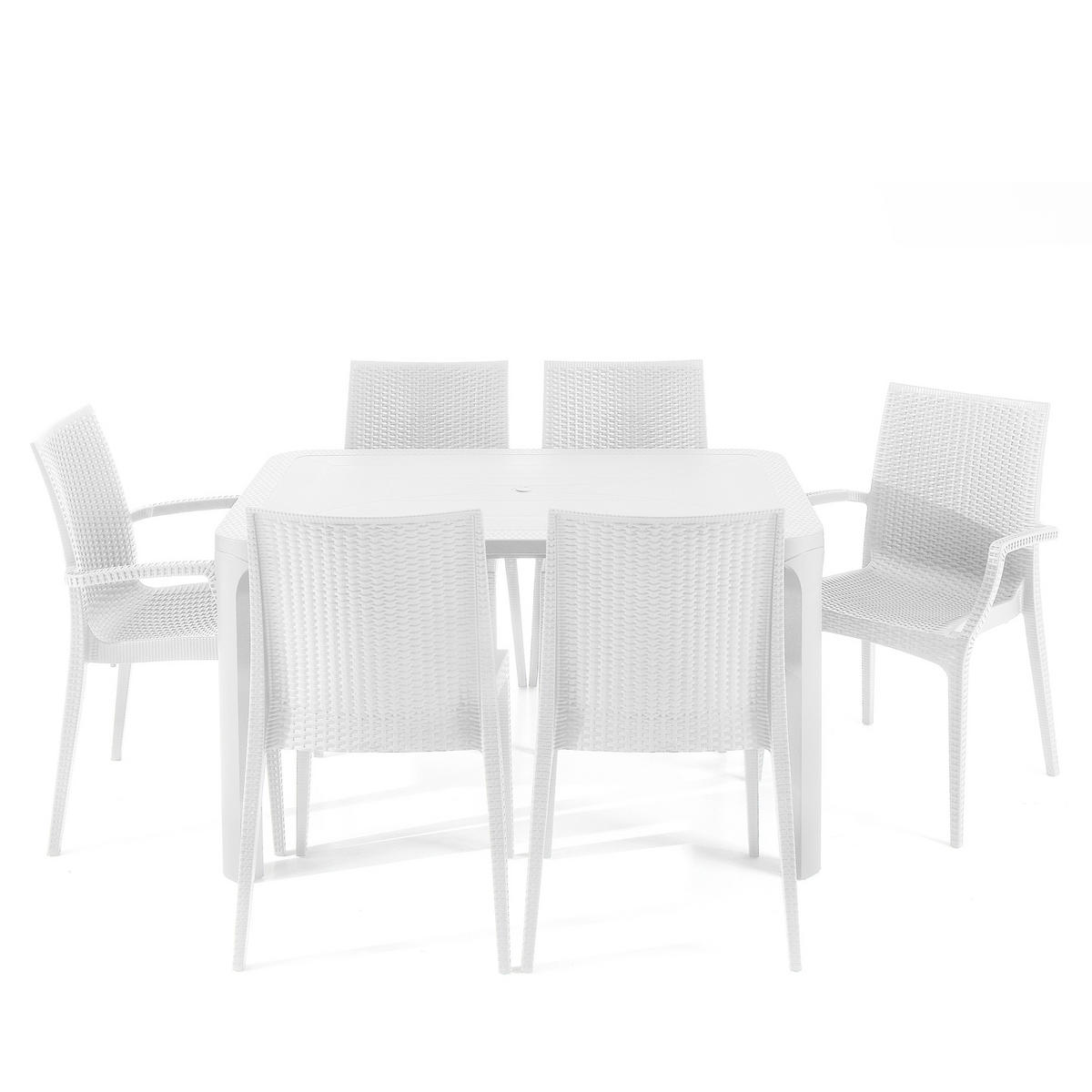 GARTENMÖBEL-SET LEOPSI, ETULI 7-tlg, Weiß - Weiß, Kunststoff - KONSIMO®