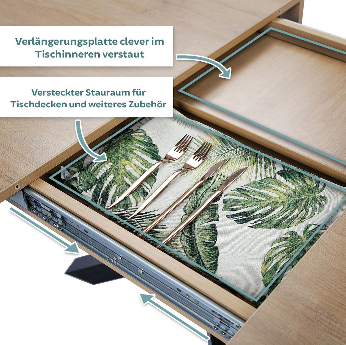 ESSTISCH Ausziehbar 140 bis 170 cm in Eiche hell - Eichefarben, Holzwerkstoff (140/90/75cm) - Home Collective