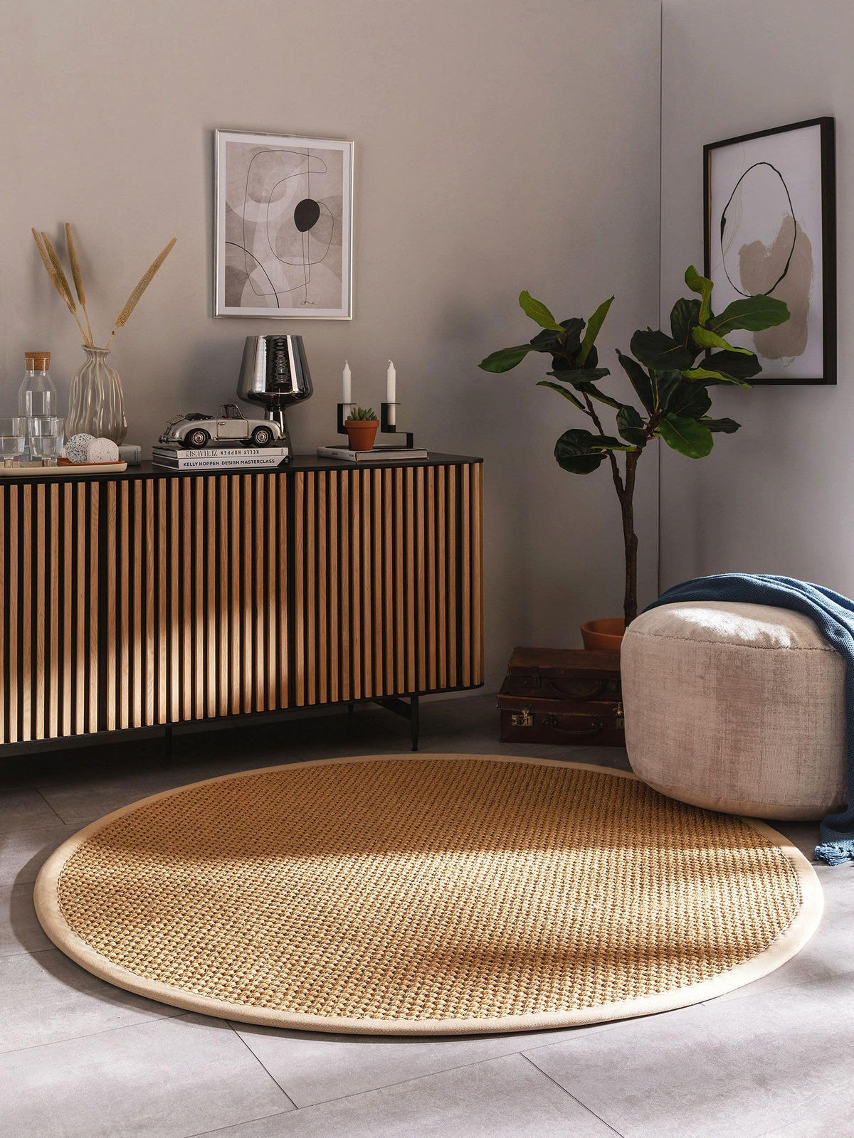SISALTEPPICH Greta Beige ø 150 cm rund - Beige, Textil (150/150cm) - benuta Pure