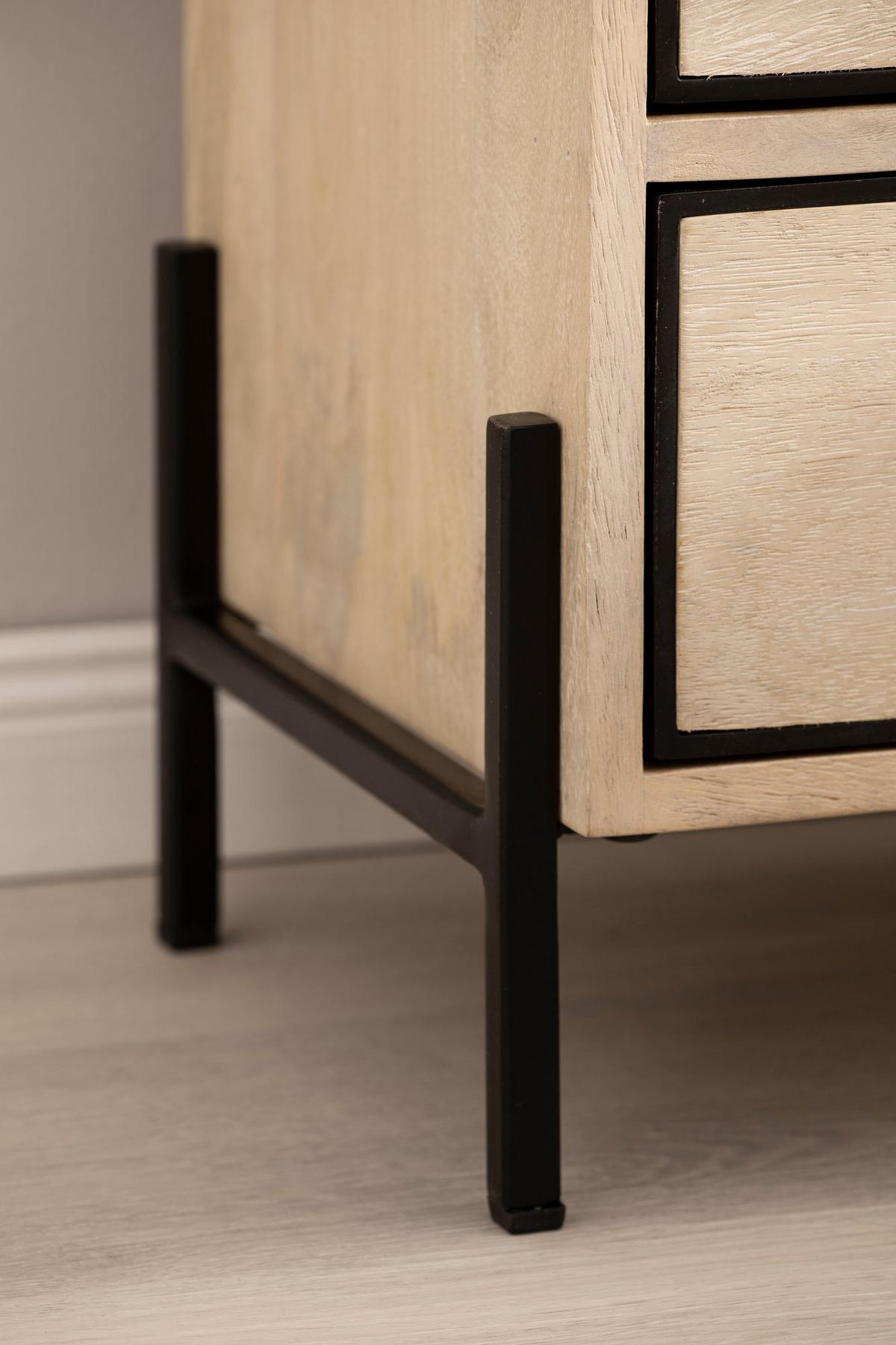 NACHTTISCH – Mango Massivholz/Metall, 43x60x30 cm, 2 Schubladen, braun - Schwarz/Braun, Holz/Metall (43/60/50cm) - KADIMA DESIGN