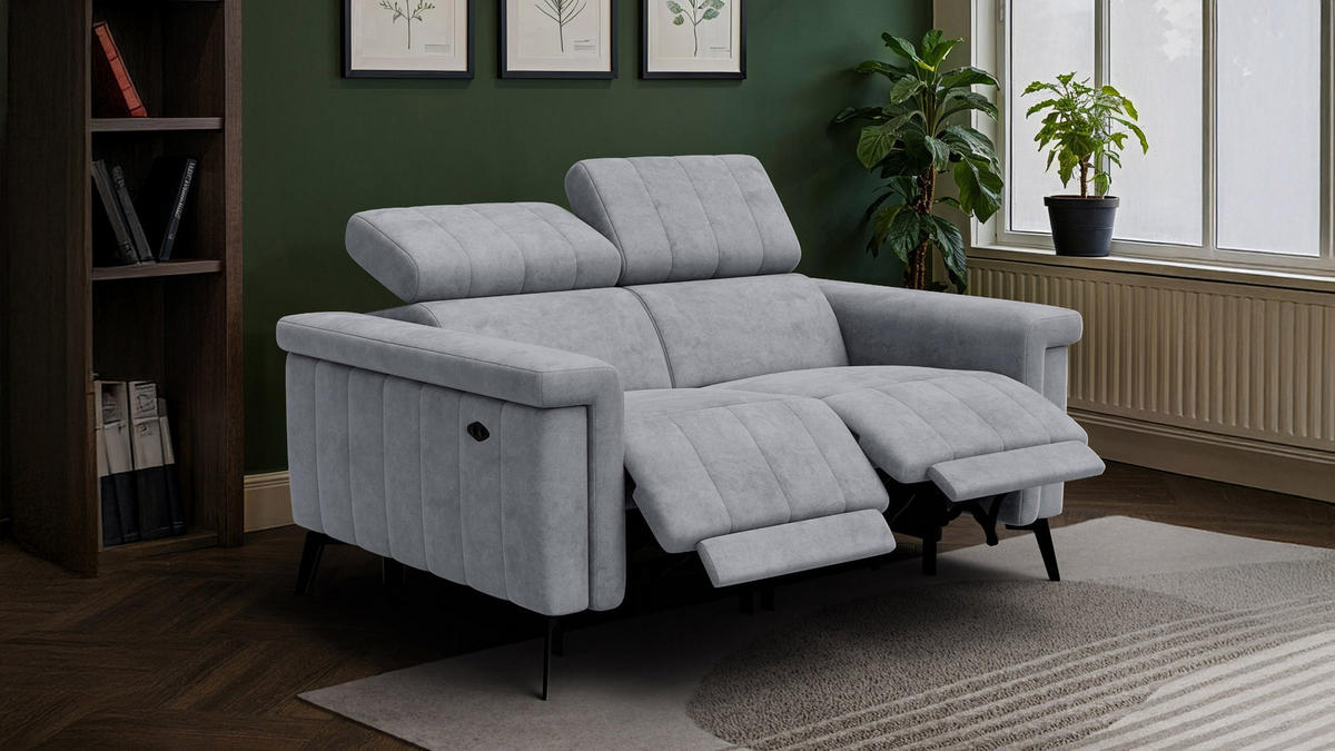 RELAXSOFA NORDEL 2-Sitzer, grau - Schwarz/Grau, Holz/Textil (150/80/105cm) - Courtois Laville