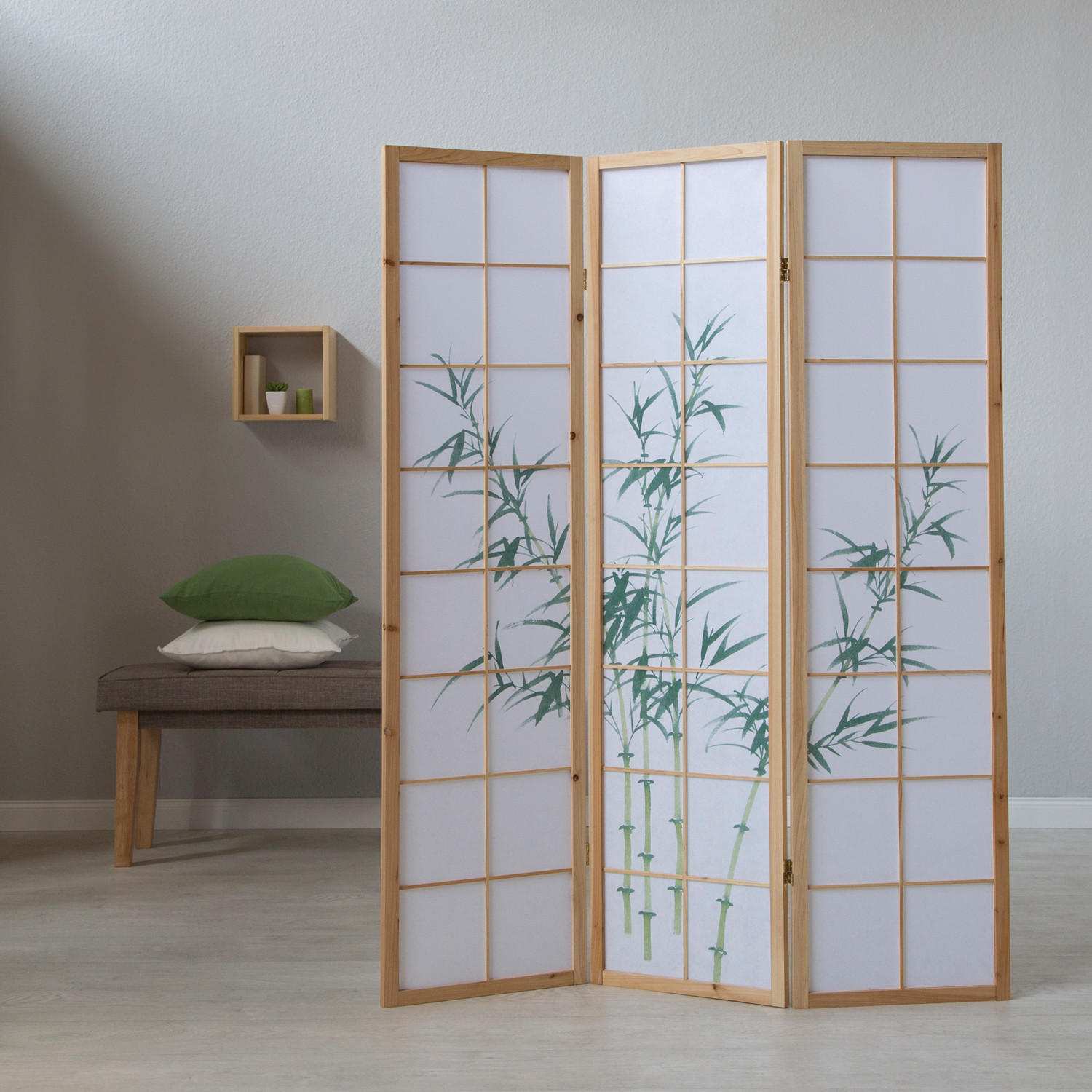 PARAVENT 3-tlg. 132/175 cm Braun Bambusmuster - Braun, Holz (132/175/2cm) - Homestyle4u