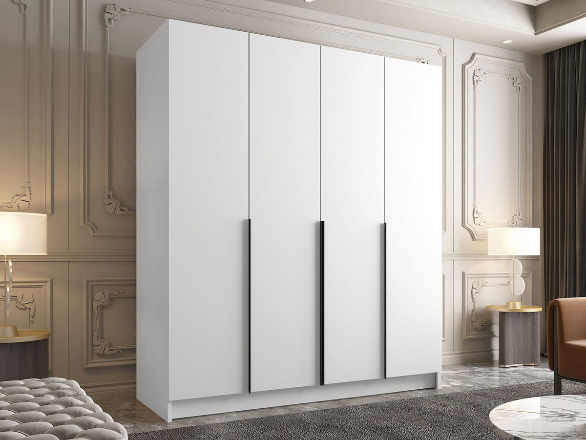 KLEIDERSCHRANK Santi I - Schwarz/Weiß, Holzwerkstoff/Metall (200/215/58cm) - MIRJAN24