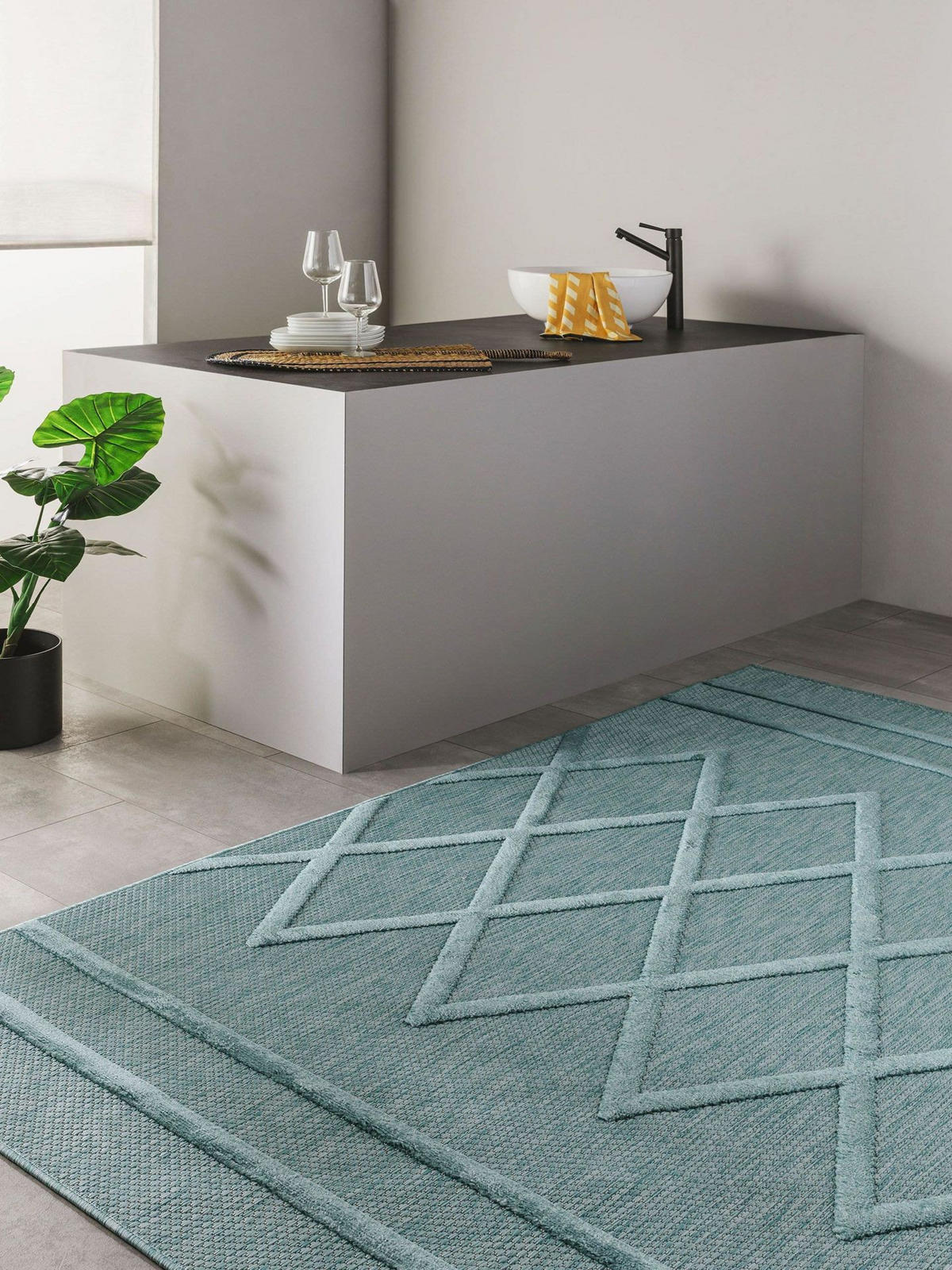 OUTDOORTEPPICH Bonte Türkis 200x290 cm - Türkis, Kunststoff (200/1cm) - KUNSTLOFT