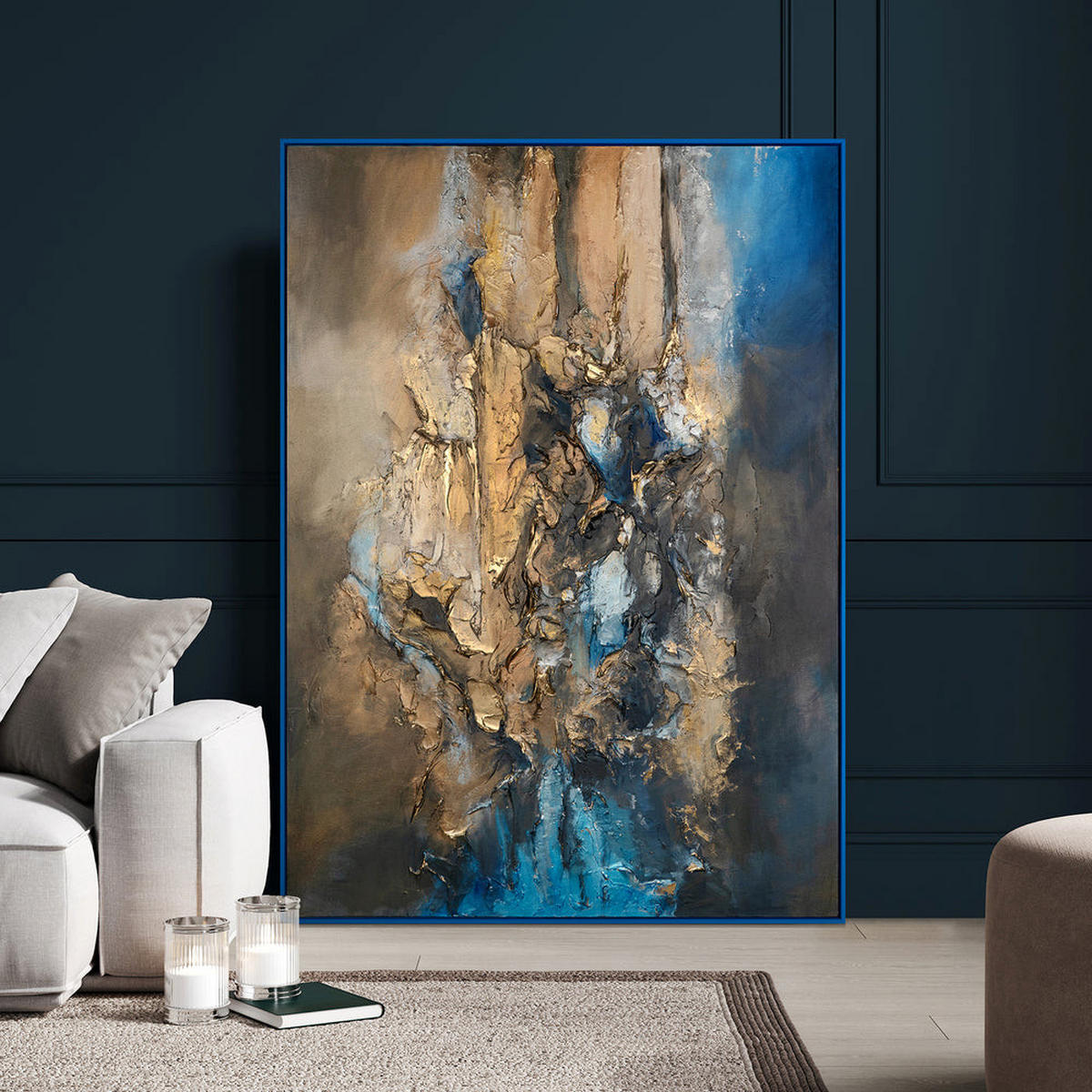 GEMÄLDE Elegante Abstraktion Schattenfugenrahmen Schwarz 180x120 cm - Schwarz, Holz (180/120cm) - YS-art gallery
