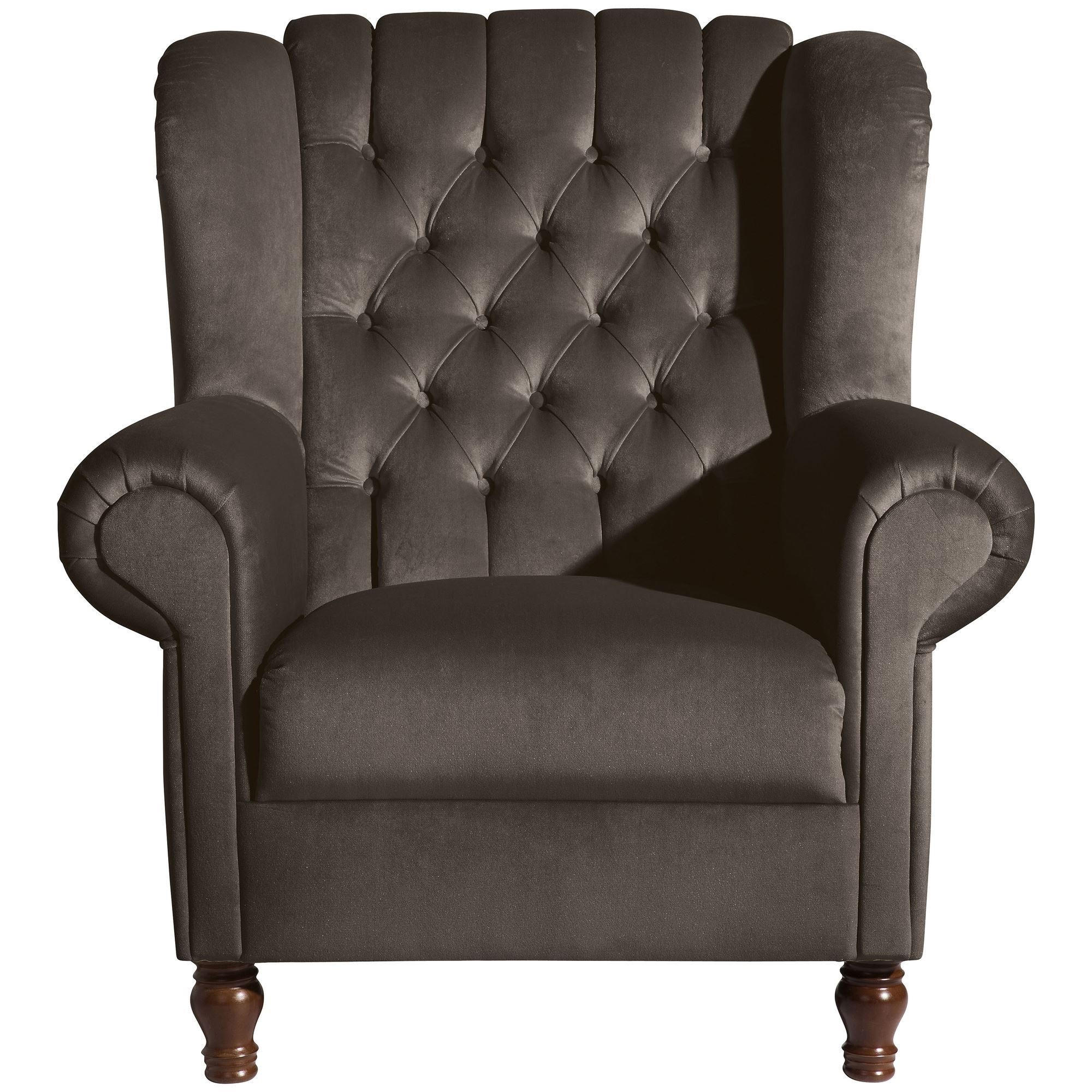 OHRENBACKENSESSEL Katreen Bezug Samtvelours Buche nussbaum dunkel / braun - Braun, Kunststoff (91/101/90cm) - 58aufmkessel