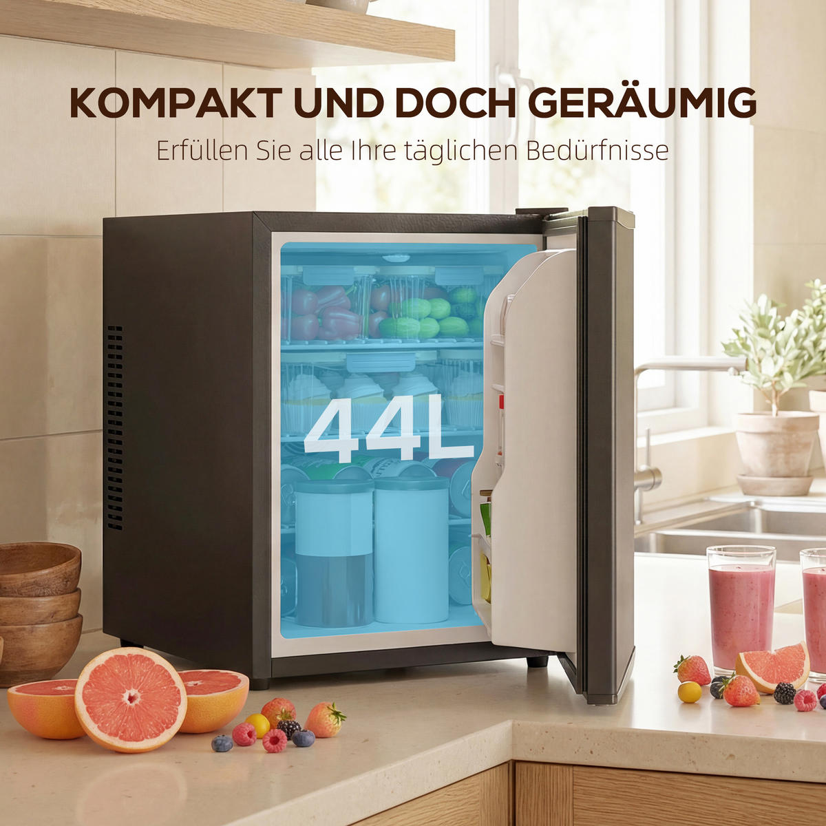 MINI-KÜHLSCHRANK 44l Schwarz 43/51/51,30 cm - Schwarz, Metall (49/51.3cm) - HOMCOM