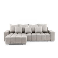 ECKSOFA Piano L Links mit Schlaffunktion 137x234 Velours Beige - Beige/Silberfarben, Holz/Textil (278/178cm) - Muffo