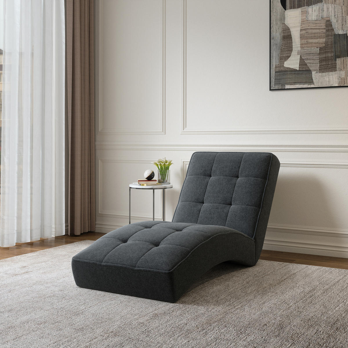 CHAISELONGUE - Livano - Dunkelgrau (Twist 20) - Dunkelgrau, Holzwerkstoff (73/79/170cm) - Möblo