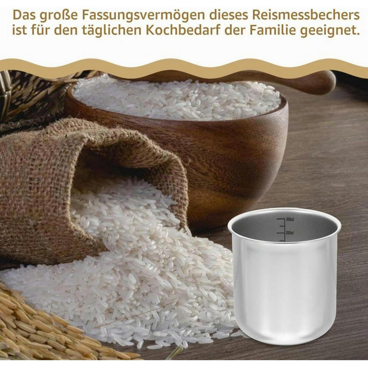 MESSBECHER Edelstahl mit Skala - Silberfarben, Metall (0.3L)