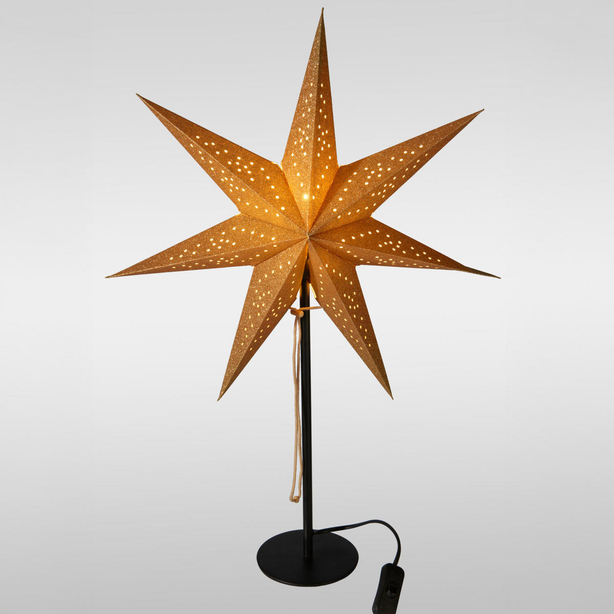 PAPIERSTERN auf Metallständer 45/45/65 cm - Goldfarben, Papier (45/65/45cm) - Home Styling Collection