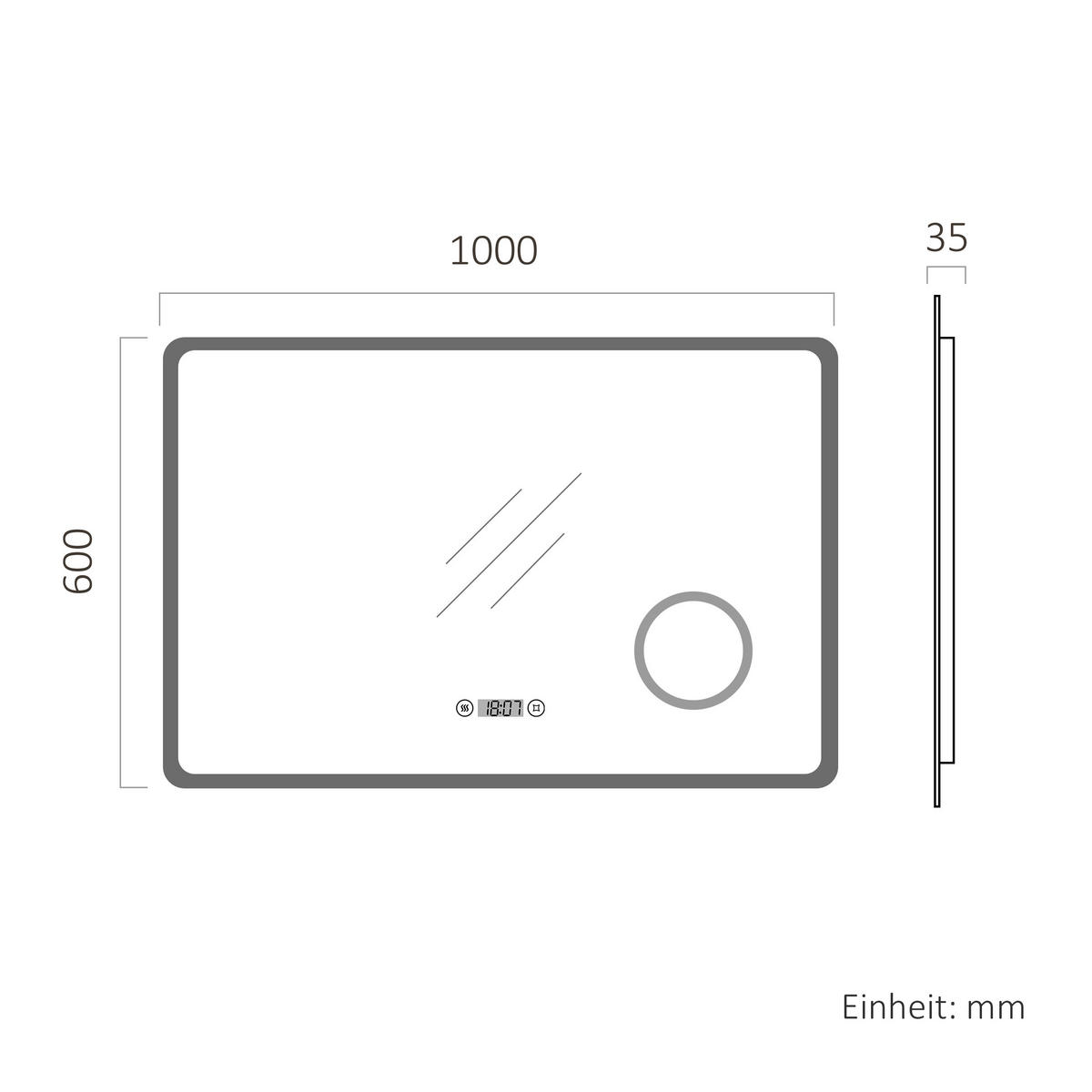 OGLINDA de baie cu LED-uri 100/60 cm - transparent, sticlă (100/60/3.5cm) - EMKE