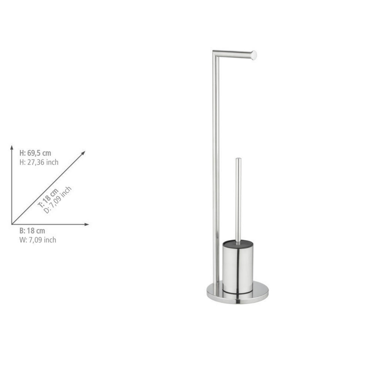 TOILETTENPAPIER- und Bürstenhalter 2-in-1 Ferla 18/18/69,5 cm - Silberfarben, Metall (18/69.5/18cm) - Wenko