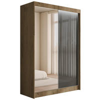 KLEIDERSCHRANK VESLI mit LED - 120 cm - Braun|Grau - Braun/Grau, Holzwerkstoff (120/215/61cm) - ALTDECOR