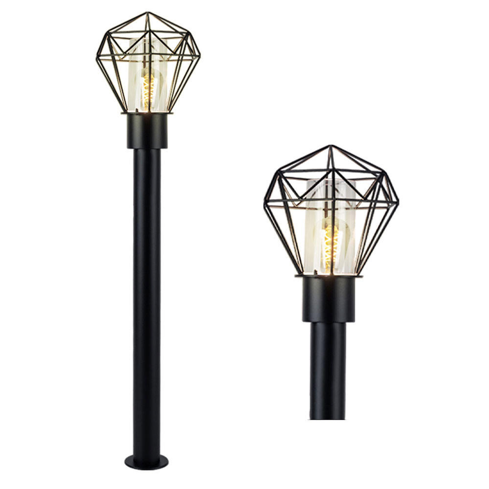 STEHLEUCHTE Edelstahl Schwarz Gitter - Schwarz, Metall (22.5/25.5/100cm) - Globo Lighting