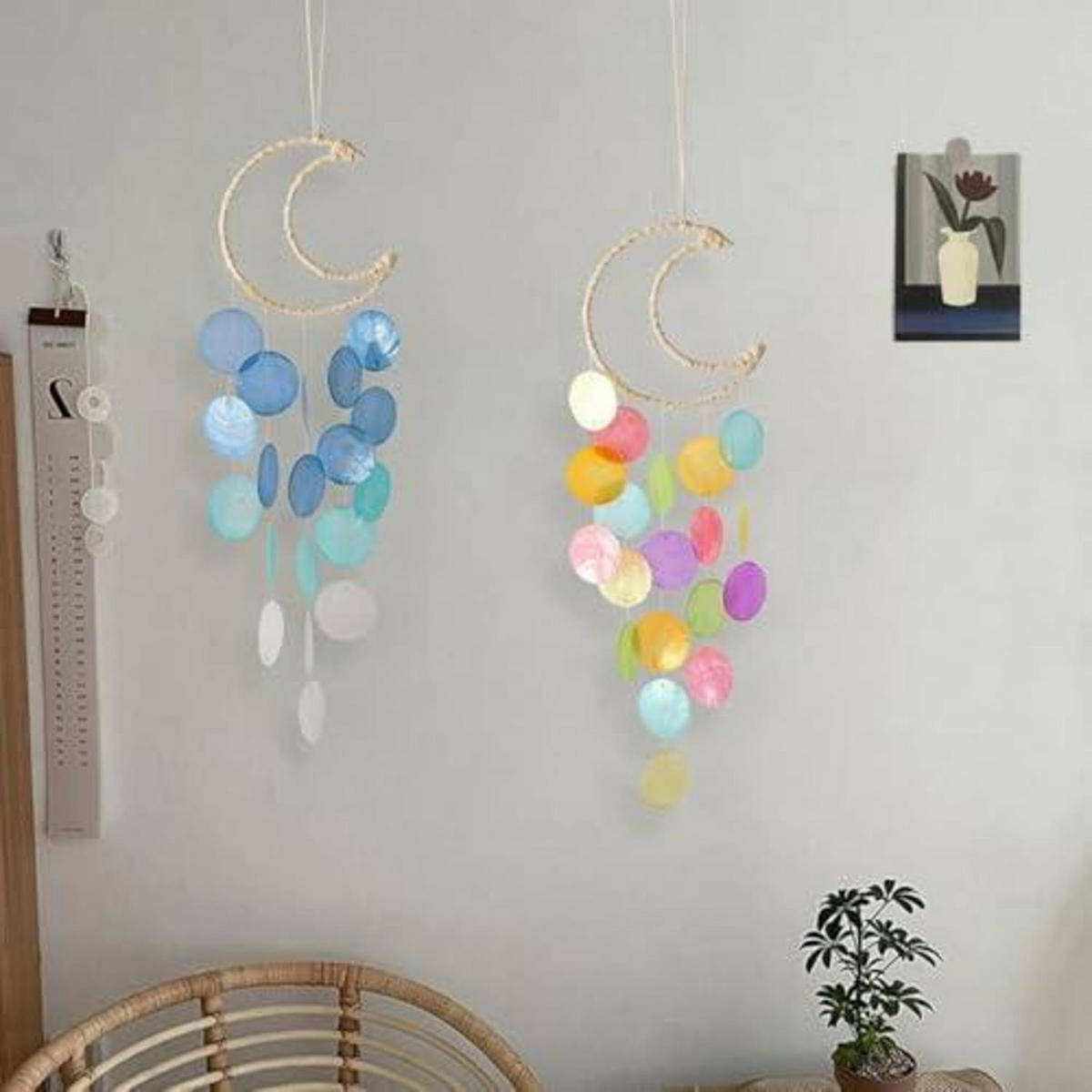 WINDSPIEL Muschel Blau 15 x 55 cm - Multicolor, Naturmaterialien (55/15/1cm)