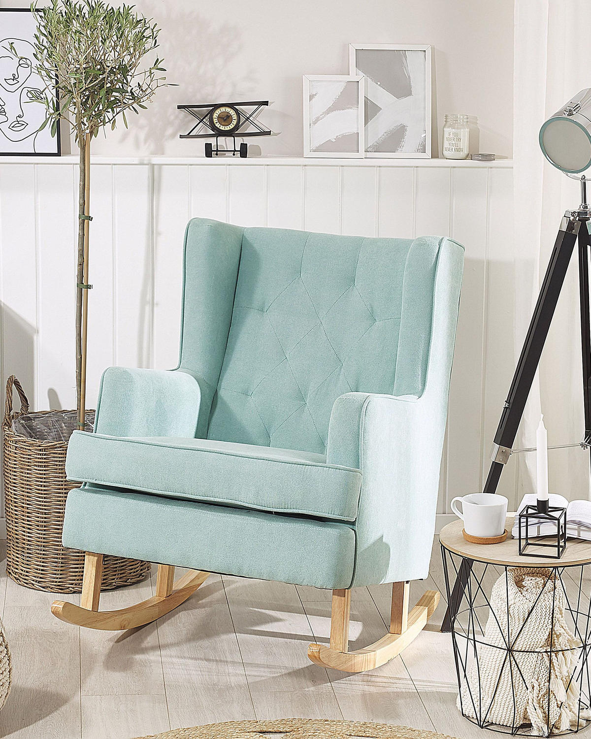 SCHAUKELSESSEL Mintgrün Trondheim - Hellbraun/Grün, Textil (72/97/83cm) - Beliani