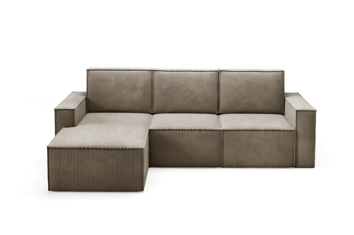 ECKSOFA Orto Hellbraun, Dreisitzer Kordecksofa rechte seite - Hellbraun, Holzwerkstoff/Textil (180/142cm) - Bettso