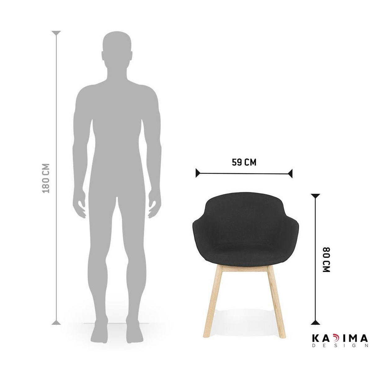ESSZIMMERSTUHL Stoff mit Eichenbeinen und gepolsterten Armlehnen Ergonomisch, Schwarz 54x59x80 cm - Beige/Schwarz, Eichenholz/Textil (59/80/54cm) - KADIMA DESIGN