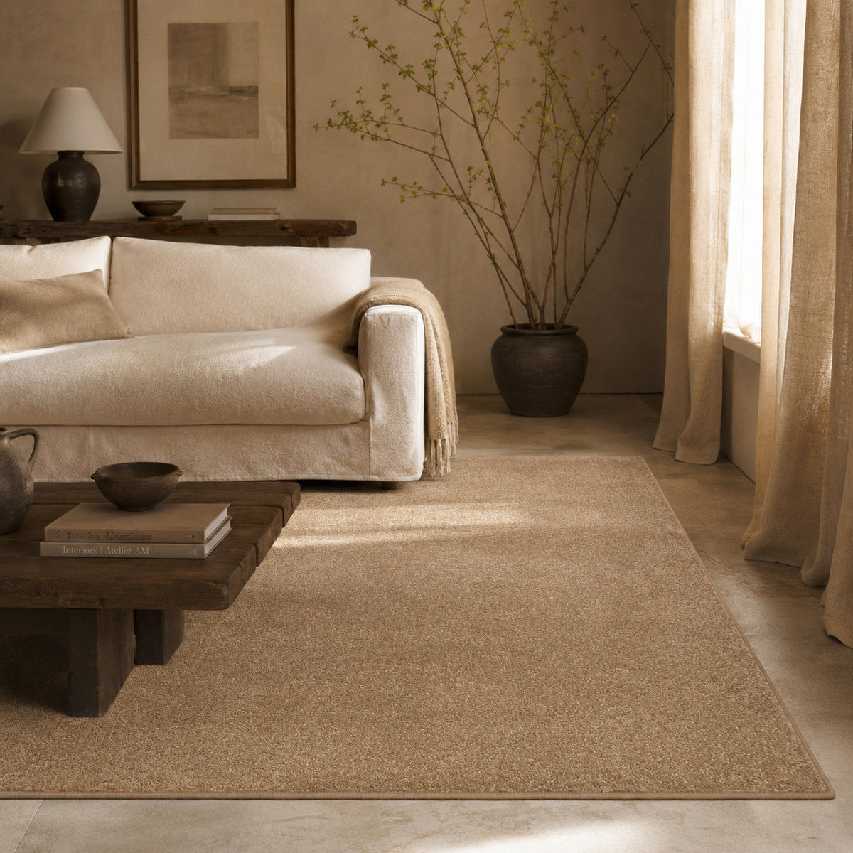 HOCHFLOR VELOURS TEPPICH LUNA - Cognac, Textil (80/240cm) - Snapstyle