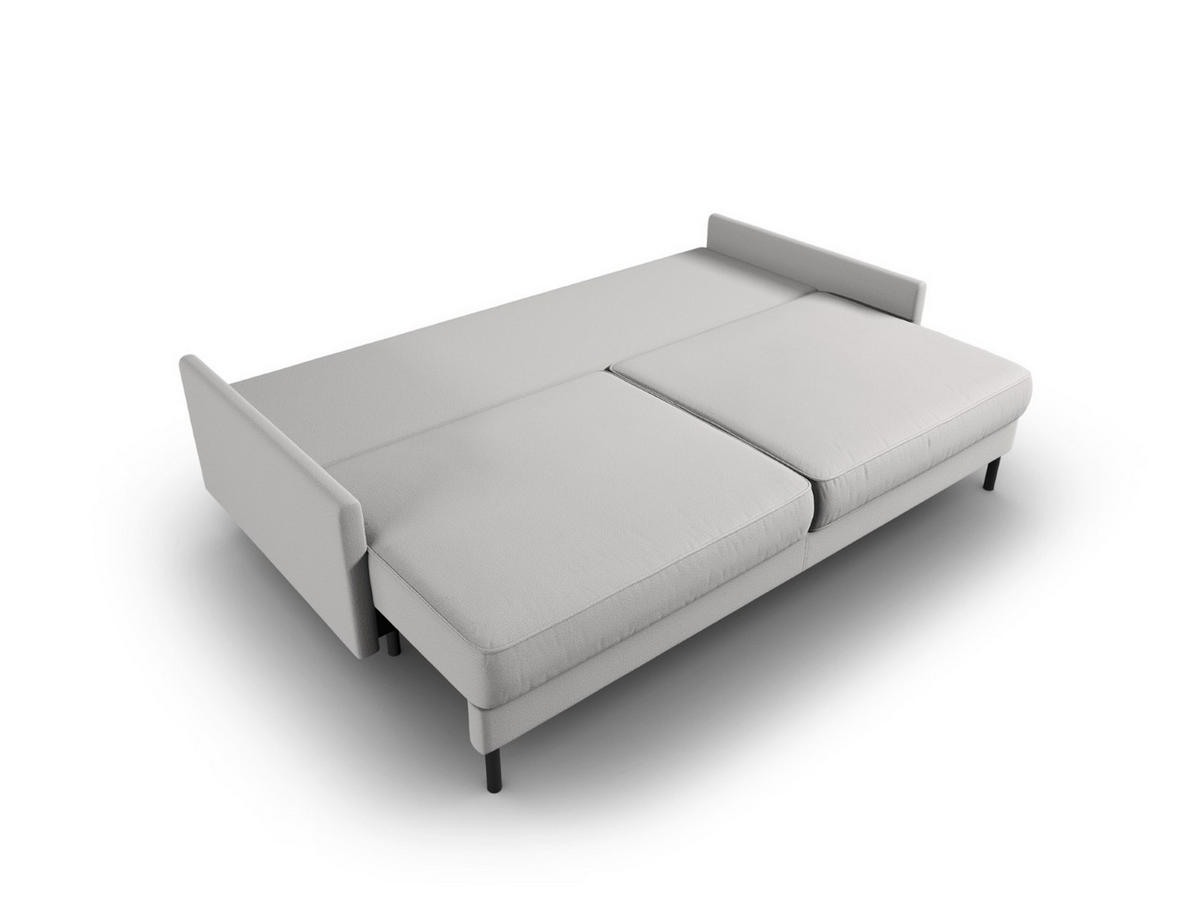 AUSKLAPPBARES-SOFA mit Bettkasten Scott aus strukturiertem Stoff hellgrau 3 Sitzplätze - Hellgrau, Textil (97/87/212cm) - Micadoni