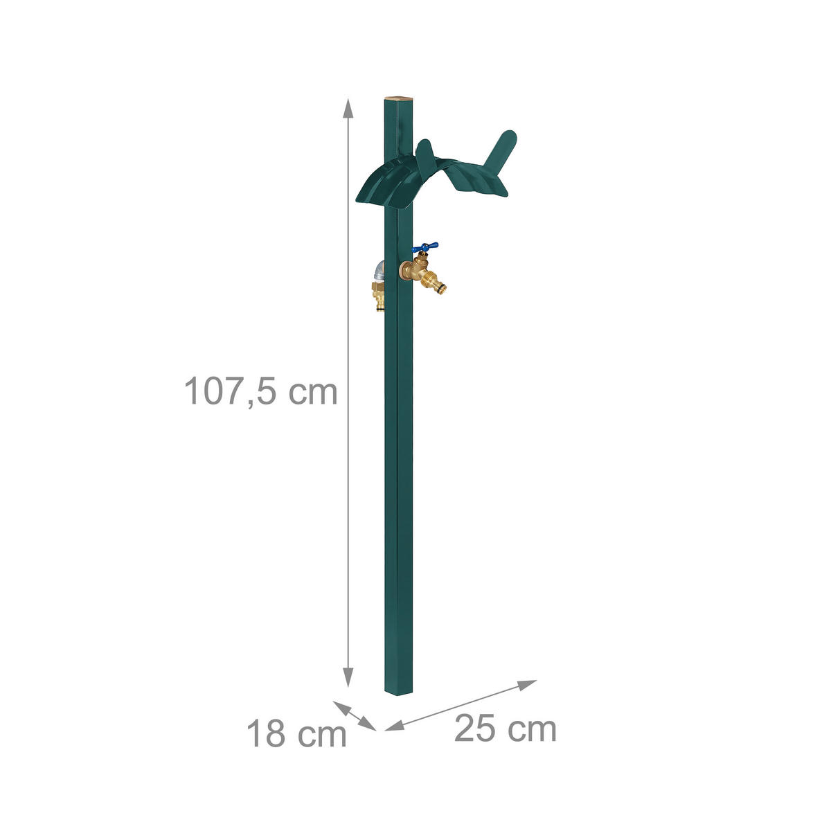 WASSERZAPFSTELLE - Grün, Metall (25/107.5/18cm) - Relaxdays