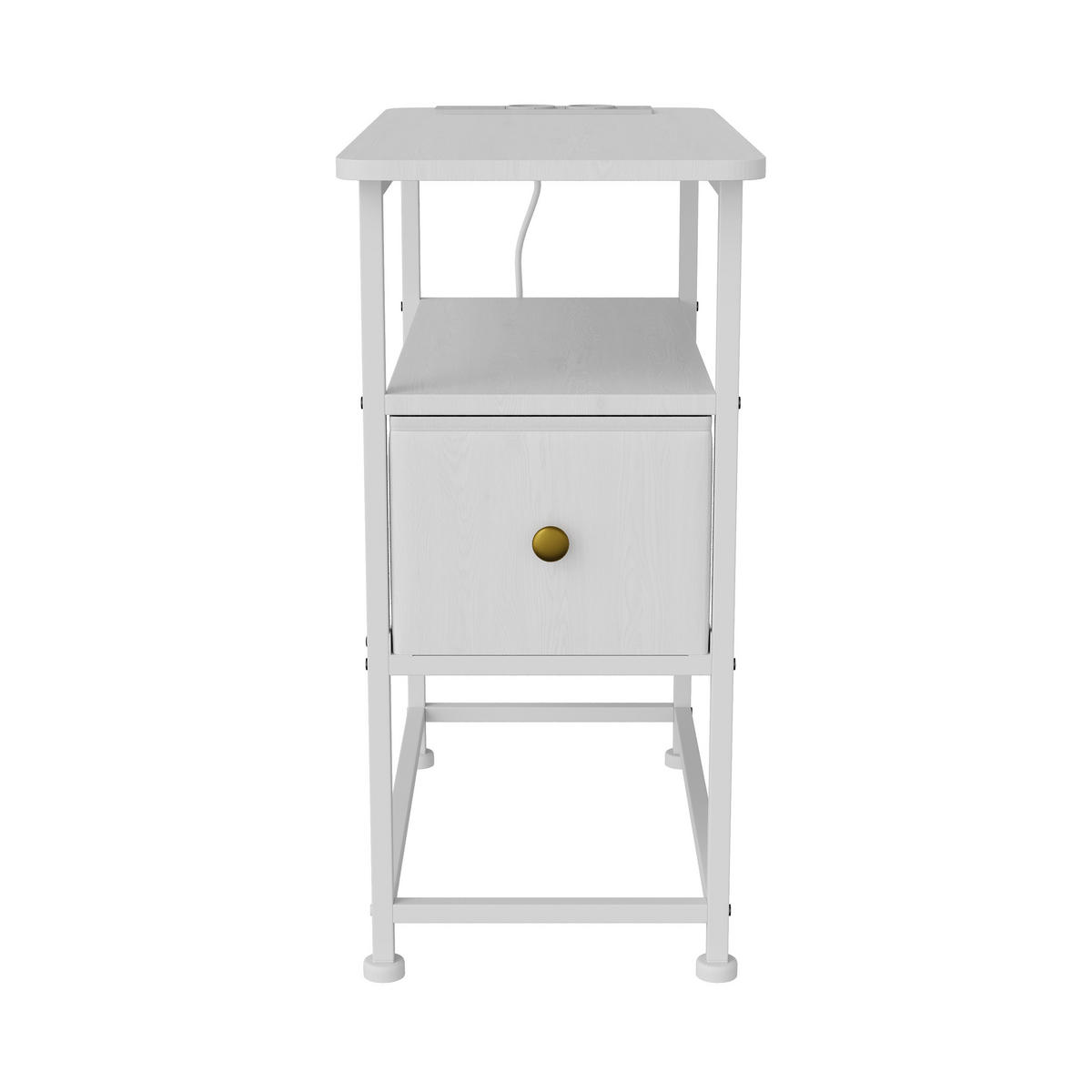 BEISTELLTISCH LED, 1 Schublade, EU-Steckdose, modern, praktisch, 30x60x62 cm, weiß - Weiß, Holz (60/30/62cm) - EuroLiving