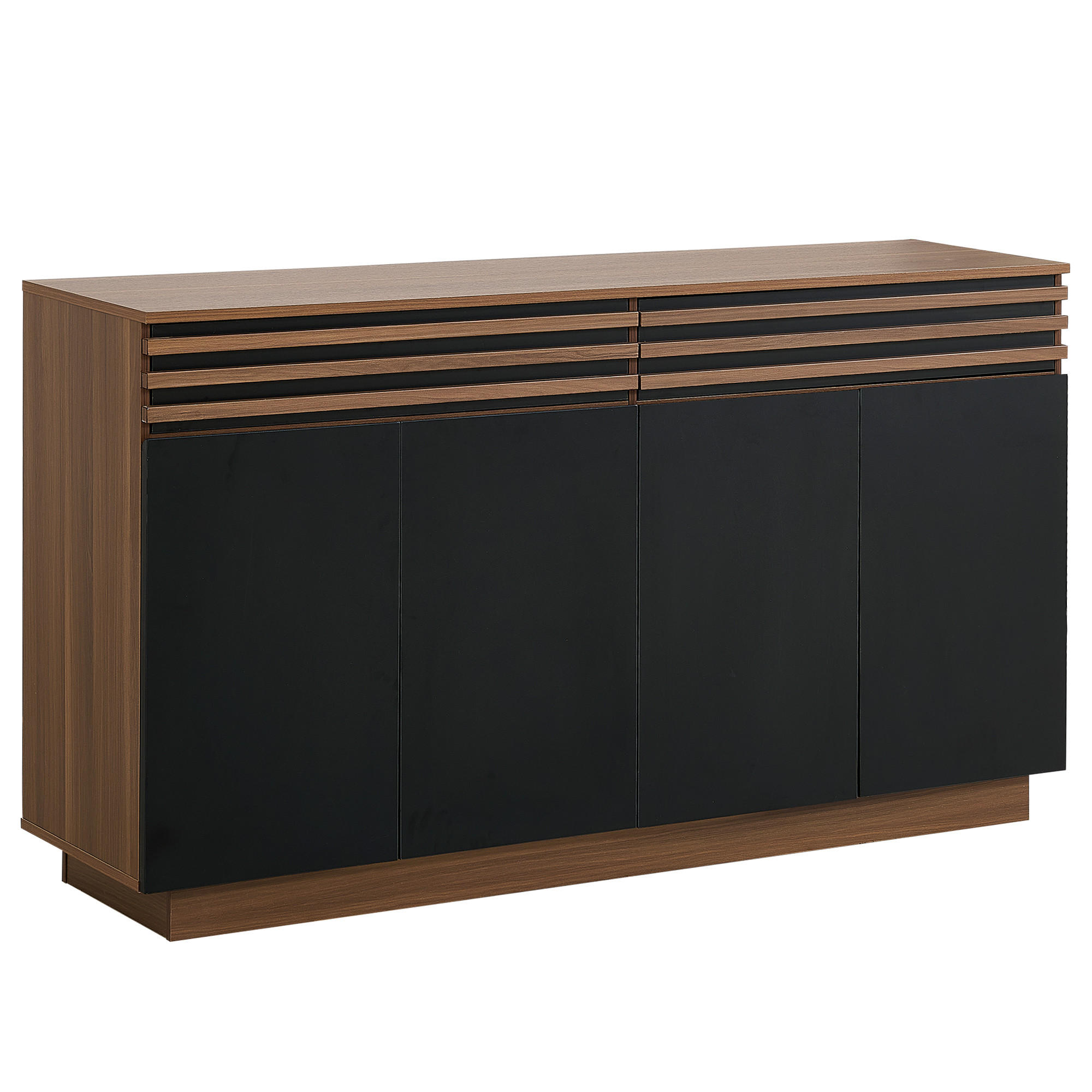 SIDEBOARD DE-37557 150/40/85 cm mit 2 Schubladen und 4 Türen Schwarz/Braun - Schwarz/Braun, Holzwerkstoff (150/85/40cm) - ComfortXL