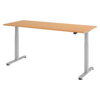 SCHREIBTISCH elektrisch XMST 80/200/74 cm in Buchefarben/Silberfarben - Buchefarben/Silberfarben, Holzwerkstoff (80/200/74cm) - bümö