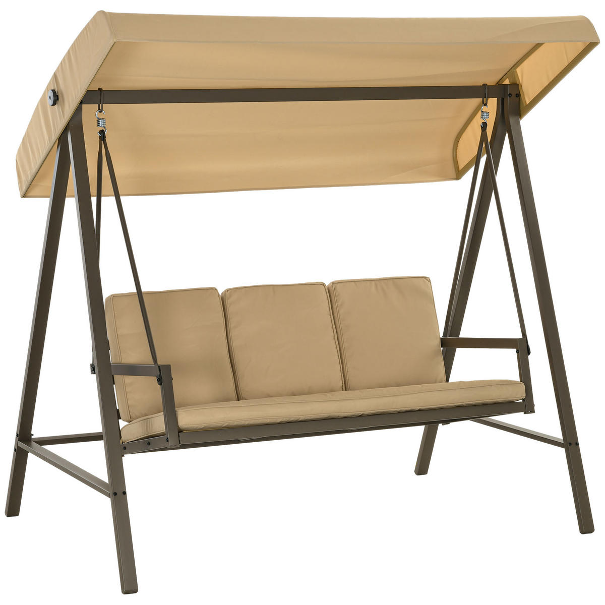 HOLLYWOODSCHAUKEL, 3-Sitzer, Beige, 200 x 125 x 175 cm - Beige, Kunststoff (125/175/200cm) - Outsunny