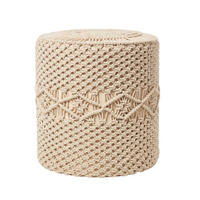 SITZPOUF Astrid rund, natur im Makramee-Stil, 40/40/42 cm - Naturfarben, Textil (40/42/40cm) - Homescapes