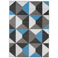 TEPPICH MAYA Blau Vierecke Geometrisch Figuren 250/300 cm - Blau, Textil (250/300cm) - Tapiso