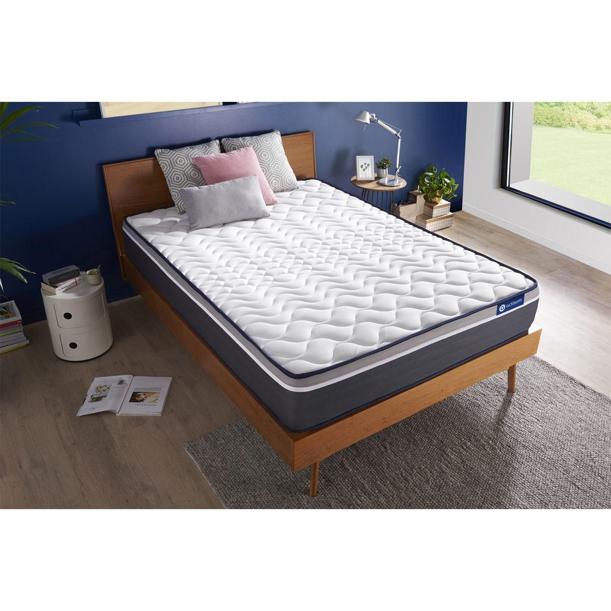 MATRATZE Actiflex plus Taschenfederkern und Memory-Schaum 100 x 220 cm h4 - Weiß, Textil (100/220cm) - ACTISOM