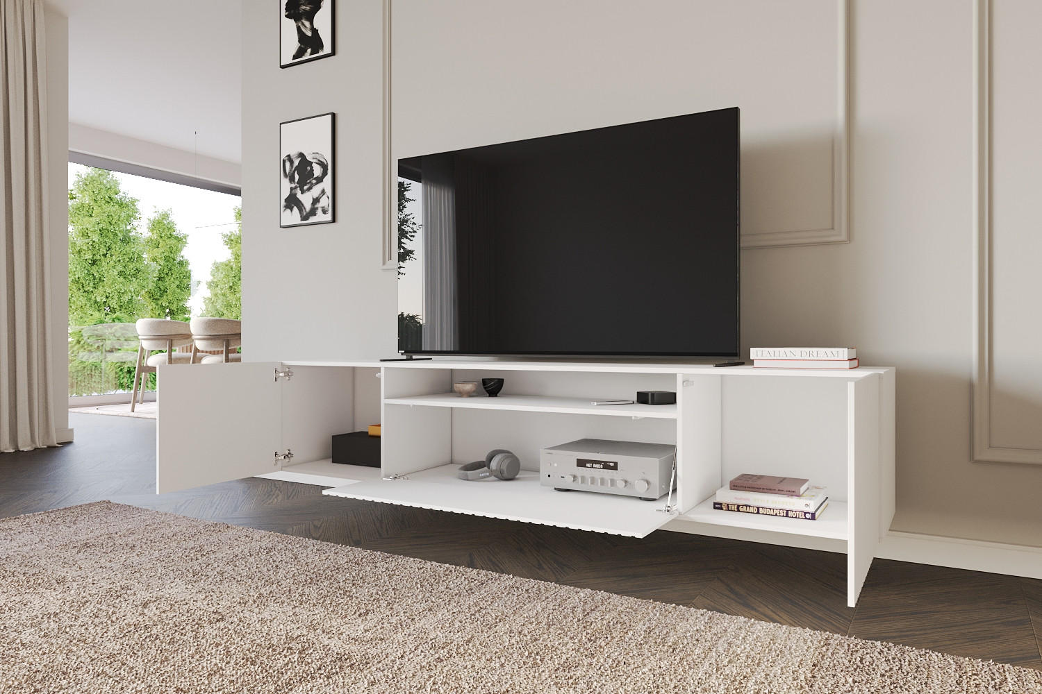 LOWBOARD KITO-W 200x40x41 cm - Weiß - Weiß, Holzwerkstoff (200/40/41cm) - ALTDECOR