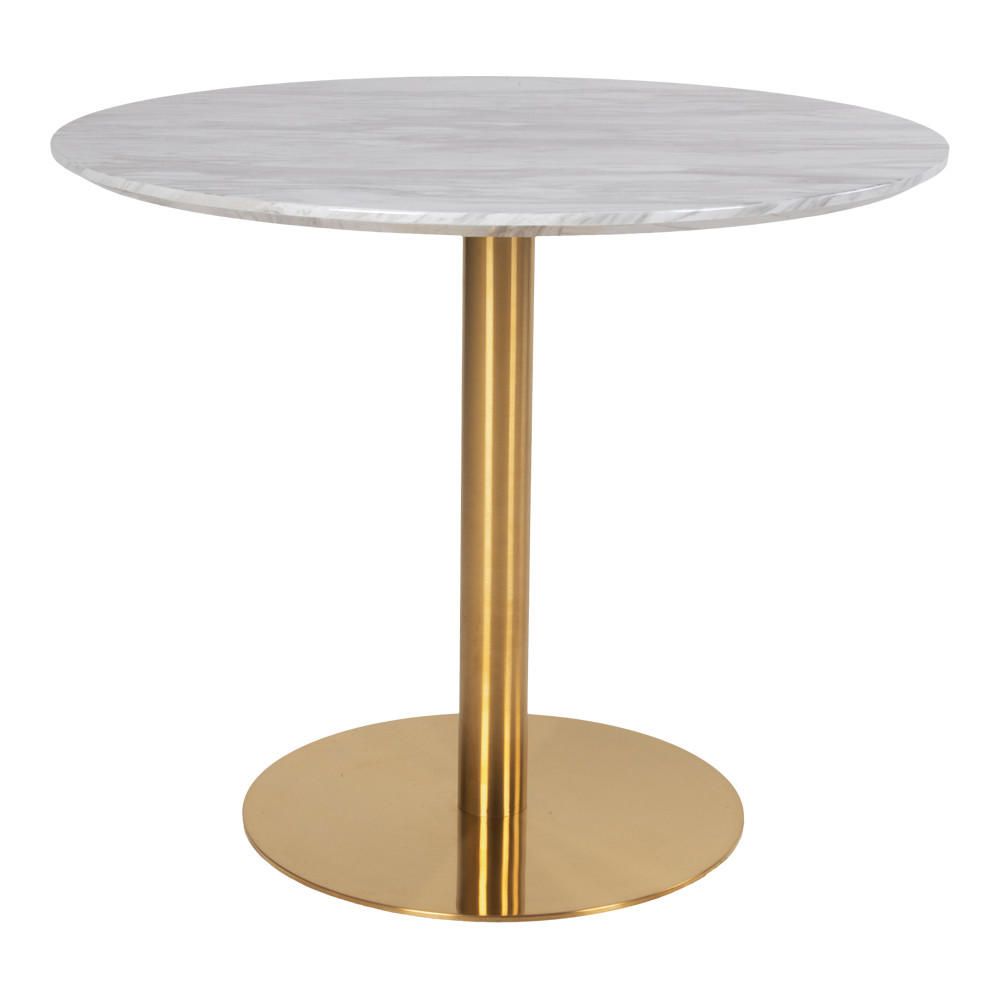 ESSTISCH Ø90 cm marmorlook - Goldfarben, Holzwerkstoff (90/90/75cm) - ebuy24
