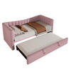 TAGEBETT 90x200cm + 180x200cm Rosa Samt Ausziehbett minimalistisch - Pink, Holz (180/200cm) - FLIEKS