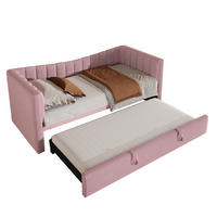TAGEBETT 90x200cm + 180x200cm Rosa Samt Ausziehbett minimalistisch - Pink, Holz (180/200cm) - FLIEKS