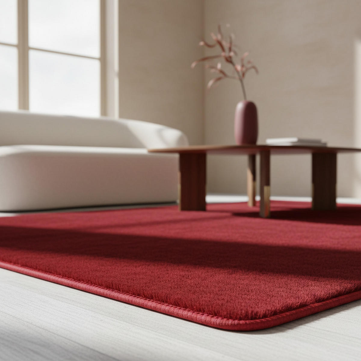 KURZFLORTEPPICH Waschbar ISAR, einfarbig, aus Polyester, Rot, 60 x 100 cm - Rot, Textil (100/60cm) - KADIMA DESIGN