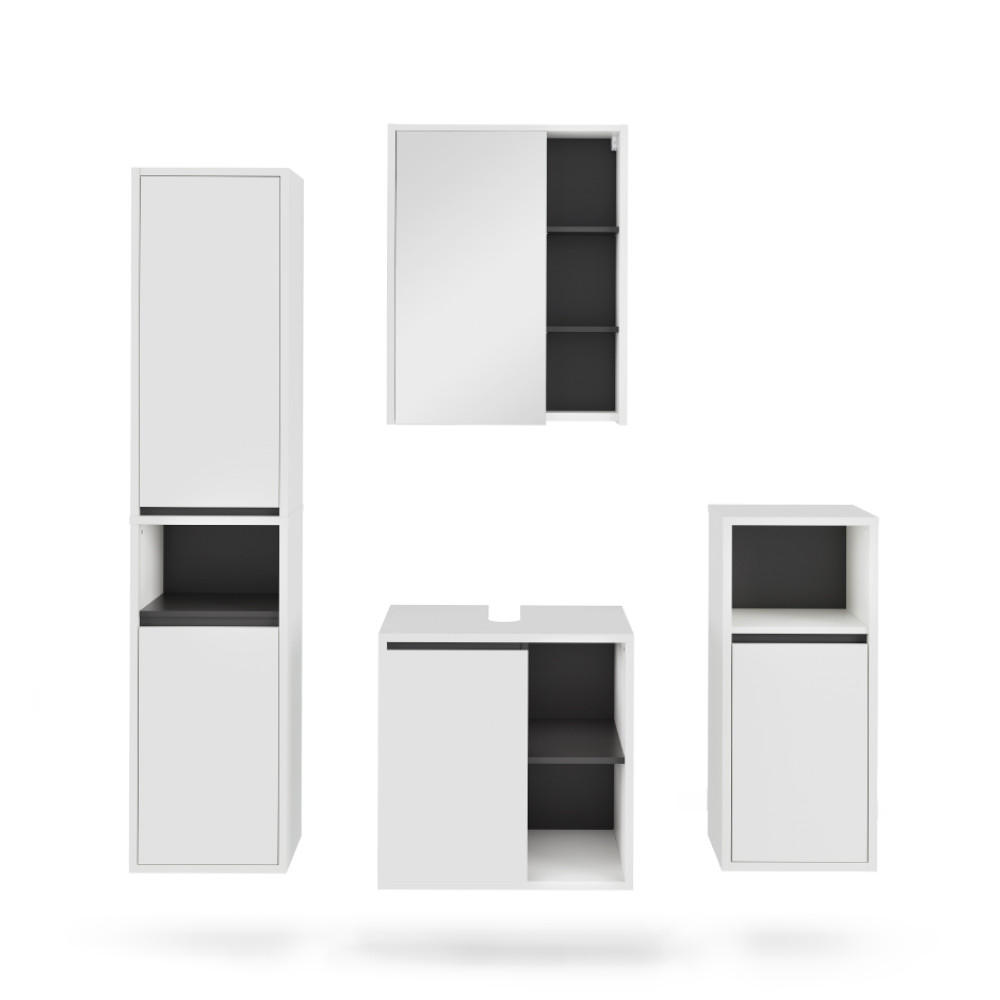 SESTAVA KOUPELNOVÉHO NÁBYTKU Viola Bílá/šedá - bílá/šedá, kompozitní dřevo (60/60/45.5cm) - Vicco