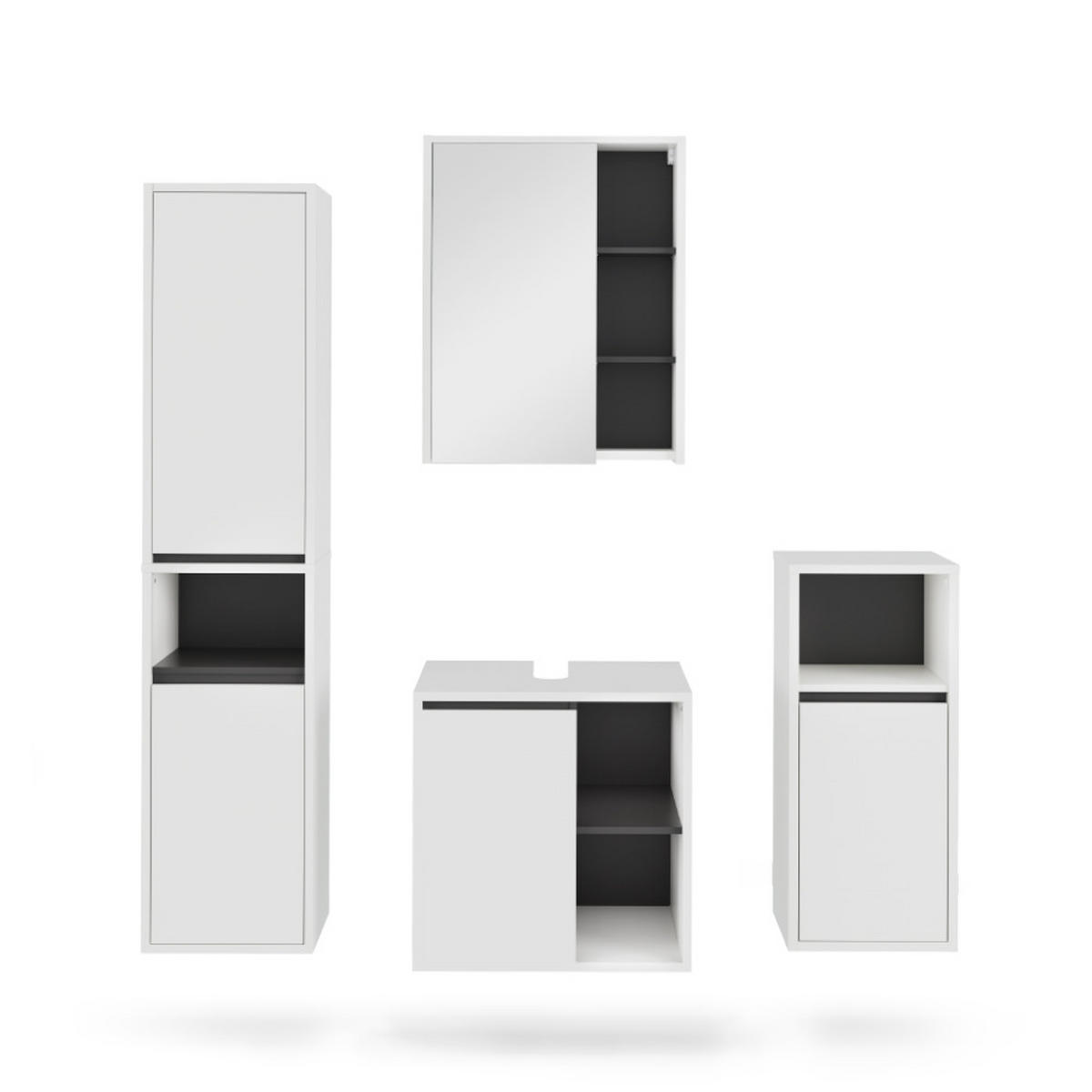 SESTAVA KOUPELNOVÉHO NÁBYTKU Viola Bílá/šedá - bílá/šedá, kompozitní dřevo (60/60/45.5cm) - Vicco